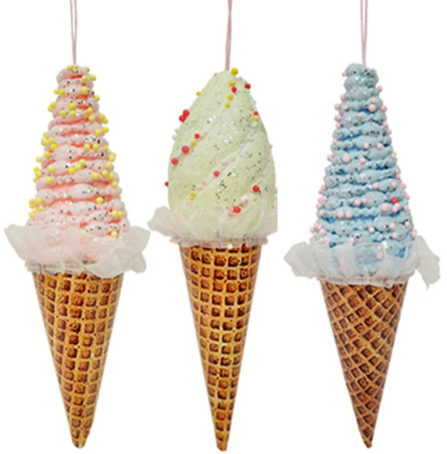 크리스마스 솜사탕콘 3종 세트, 컬러믹스, 23cm, 1세트