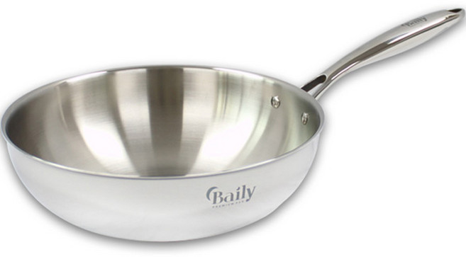 HANIL STAINLESS STEEL 貝利 全五層IH不鏽鋼電磁爐中式炒鍋, 24cm, 1個