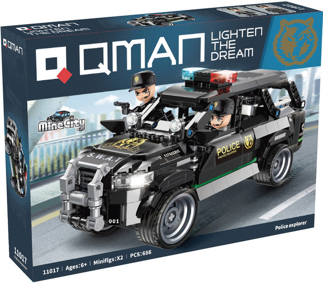 키즈팡팡 큐만 SWAT 익스플로어경찰특공대순찰차 블록, 혼합색상, 1개