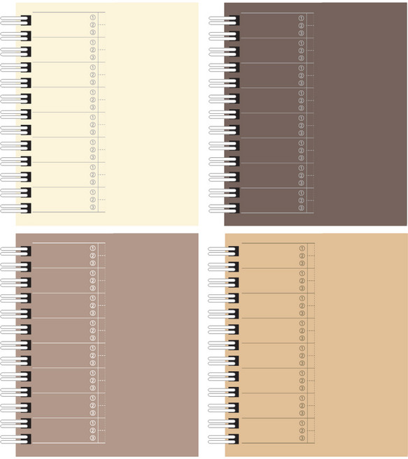 모닝글로리 2000 좌철 비움 단어장 4종 x 3p 세트 100매, 아이보리, 다크브라운, 브라운, 베이지, 1세트