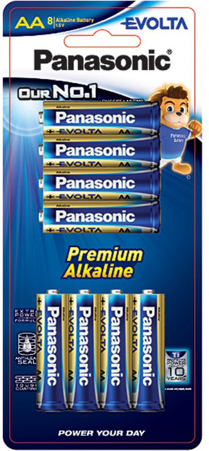 파나소닉 에볼타 프리미엄 알카라인 AA 건전지, 8개입, 1개