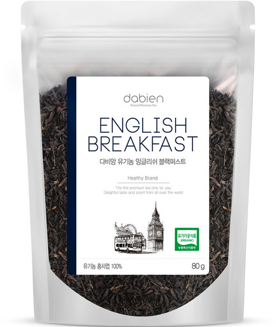 다비앙 유기농 잉글리쉬블랙퍼스트 홍차 리필, 80g, 1개입, 1개