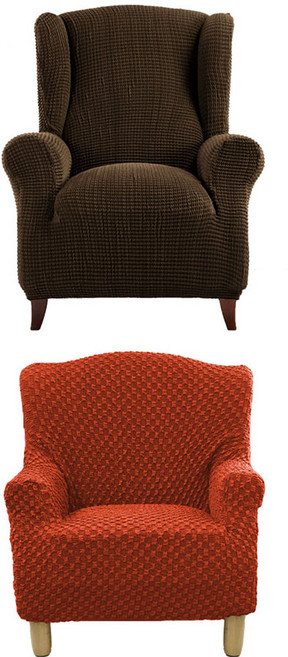 소파스킨스 글라무어 1인용 소파커버 + 세비야 1인용 소파커버, 초코브라운(글라무어), 네츄럴오렌지(세비야)