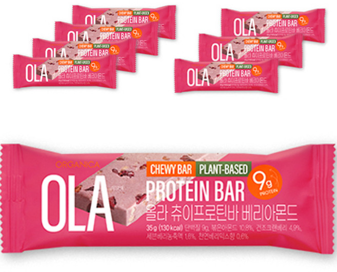 올가니카 올라 츄이 프로틴바 베리아몬드, 35g, 8개