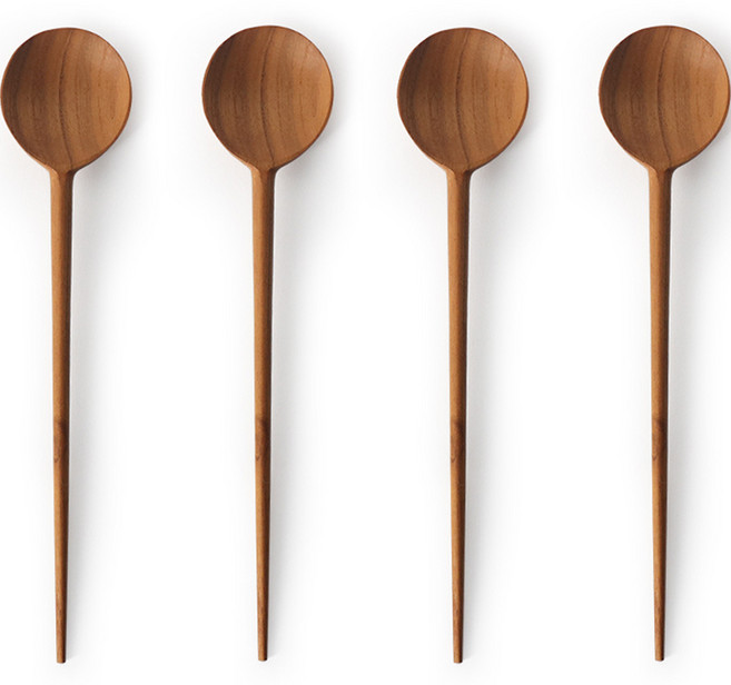 나무공방 티크우드 통원목 피크 숟가락, 우드, 4p, 4개