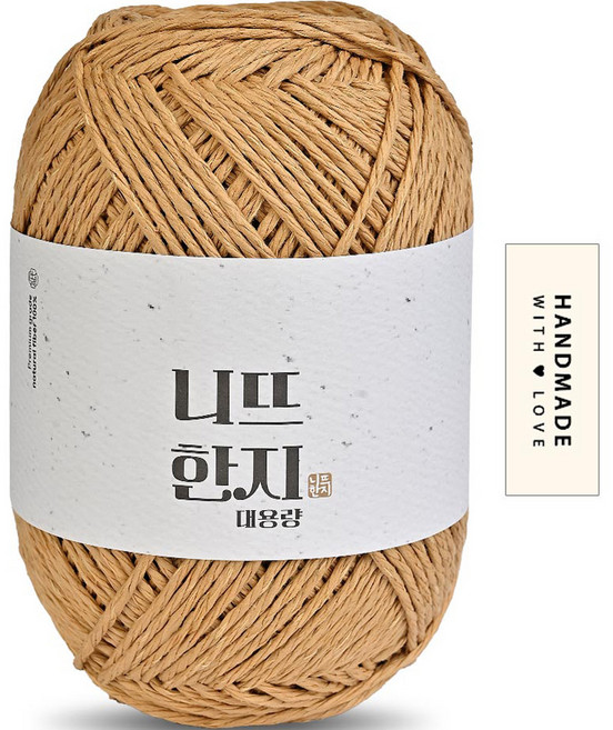 니뜨 한지 뜨개실 150g + 코튼라벨 세트, 03 베이지, 1세트
