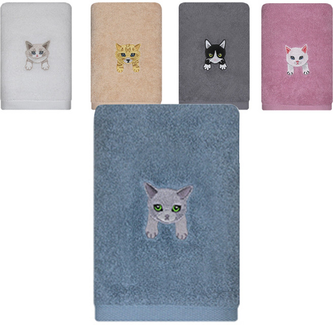 송월타월 야옹 프렌즈 세면타올 SN 130g 30수 코마사, 랜덤발송, 5개