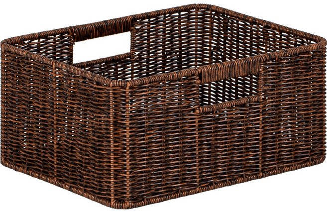 하우스레시피 PP라탄 직사각 바스켓, 다크브라운, 1개
