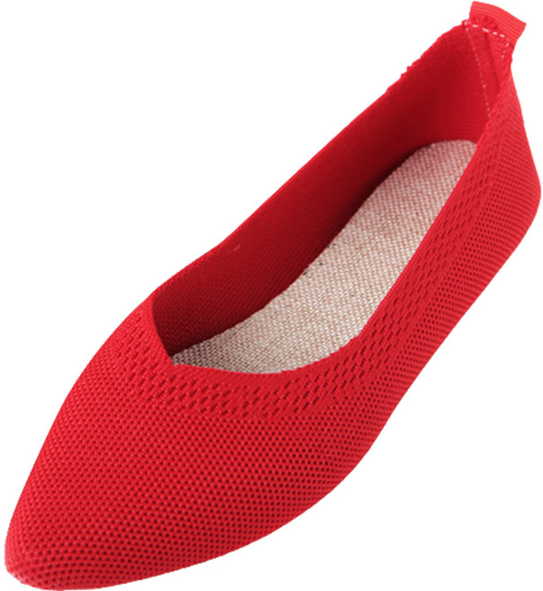 여성용 포인티드 V팁 니트 플랫슈즈 TT2306W