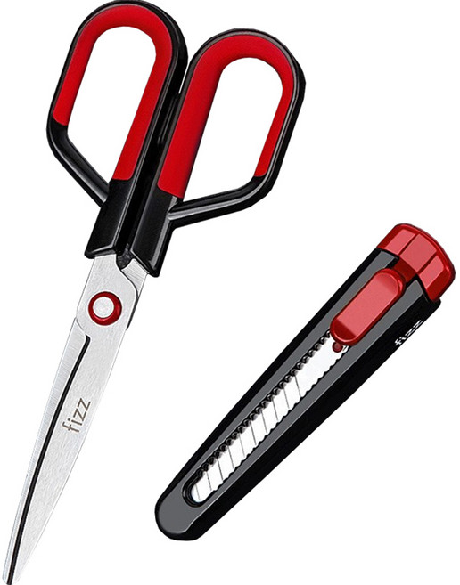 투코비 다기능 분리형 가위 + 커터칼 세트, 레드, 1세트
