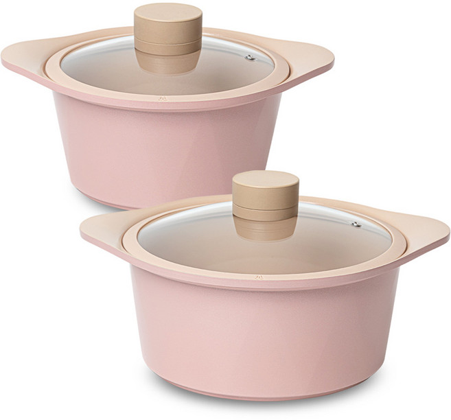 드림셰프 오슬로 피그 인덕션 냄비 2종 세트, 혼합색상, 20cm 양수냄비 + 24cm 양수냄비, 1세트