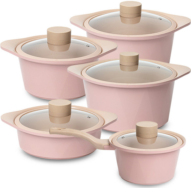 드림셰프 인덕션 오슬로 피그 냄비 세트 5개, 인디핑크, 냄비 5종, 1세트