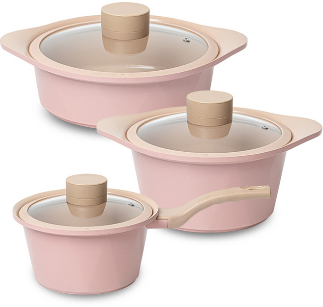 드림셰프 오슬로 피그 인덕션 냄비 3종 세트, 혼합색상, 18cm 편수냄비 + 20cm 양수냄비 + 22cm 전골냄비, 1세트