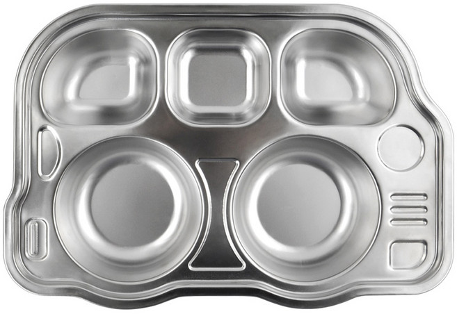 키친유 버스 스텐 5구 식판, 실버, 단품, 1개