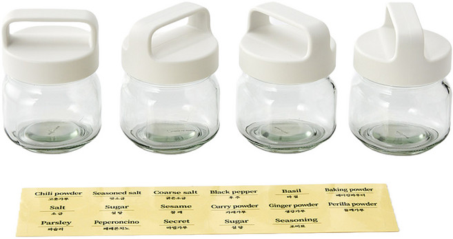 모던하우스 핸들 심플양념병 세트 250ml, 1세트, 양념병 4p + 스티커