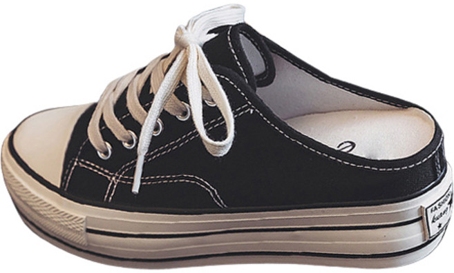 엘쏘 통굽창 키높이 캔버스 뮬 스니커즈