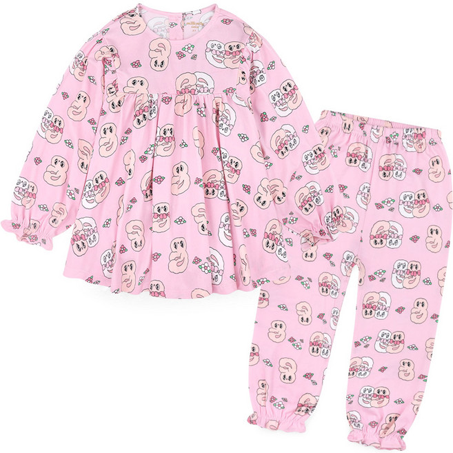 milkmilelolo New Kids On Esther Bunny 女童款 Peach Warm 睡衣上下套裝