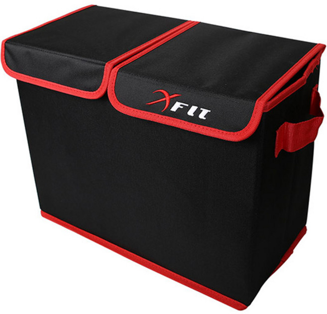 엑스핏 대용량 접이식 듀얼 트렁크 정리함, 블랙 + 레드스티치