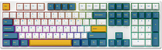 ABKO 三色射出 PBT 電競有線標準型鍵盤, 白色, KN20C, 無接點