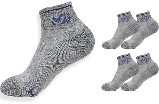 밀레 남성용 파일 단목 등산 양말 A, 그레이, 5세트
