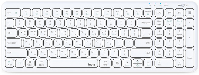아이노트 멀티 페어링 충전식 블루투스 무선 일반형 키보드, 화이트, X-KEY 98RB