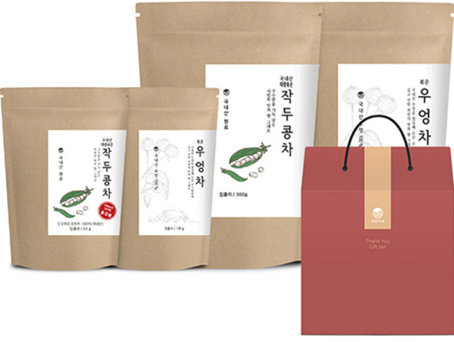 자연지애 국내산 대왕 볶은 작두콩차 + 껍질째 볶은 우엉차 세트, 작두콩차 300g + 작두콩차 60g + 껍질째 볶은 우엉차 300g + 우엉차100g, 1박스