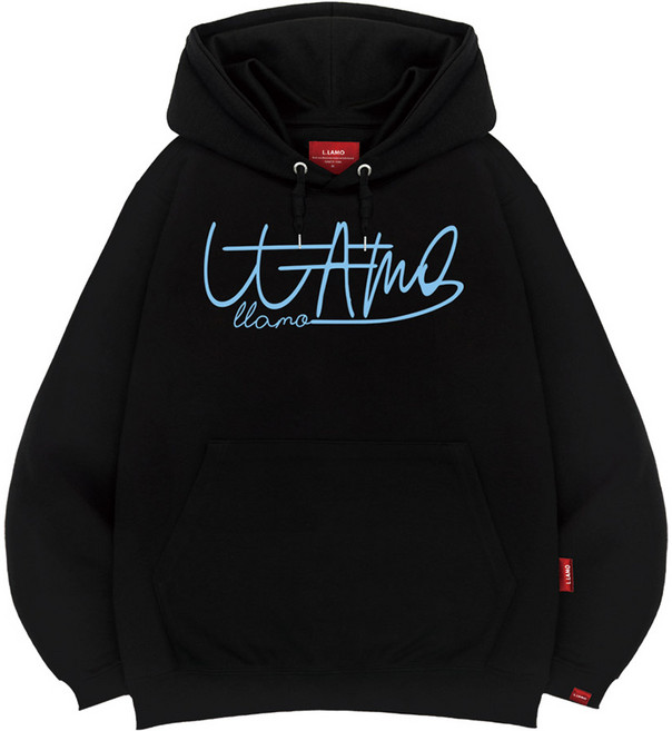 엘라모 남녀공용 3H 네온로고 후드티