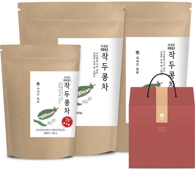 자연지애 대왕 볶은 작두콩차 선물세트, 작두콩차 300g x 2p + 60g, 1세트