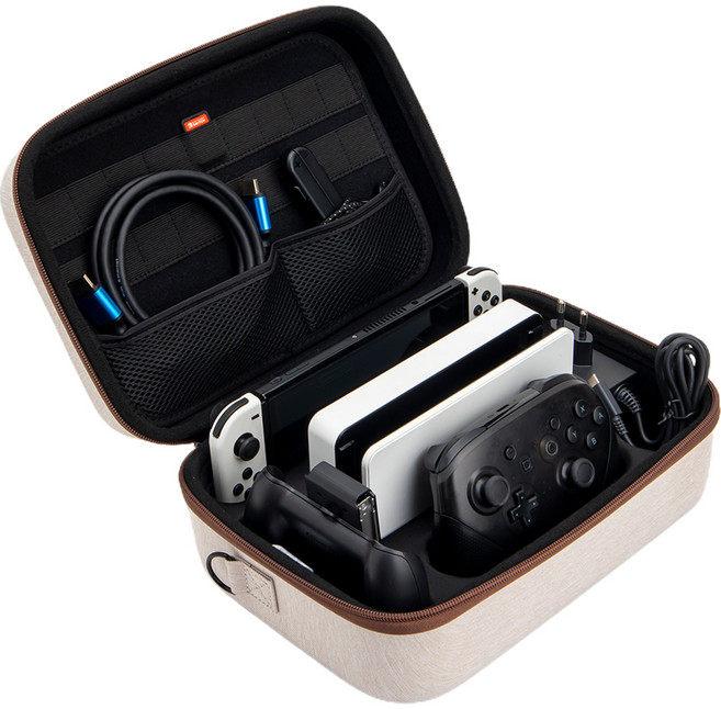 호후 닌텐도 스위치 OLED 호환 올인원 케이스 파우치 트래블백 오트밀, H4, 1개