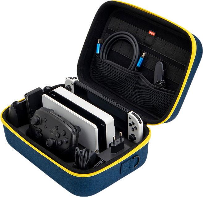 호후 닌텐도 스위치 OLED 호환 올인원 케이스 파우치 트래블백 블루, H4, 1개