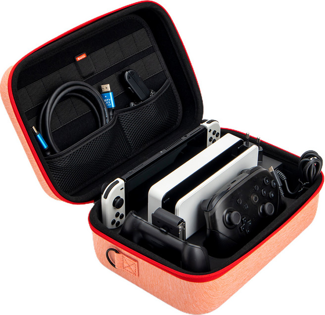 호후 닌텐도 스위치 OLED 호환 올인원 케이스 파우치 트래블백 레드, H4, 1개