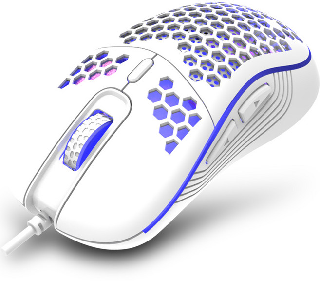 지클릭커 슈퍼히어로 에어 초경량 무소음 게이밍 유선 마우스, CT190, 화이트