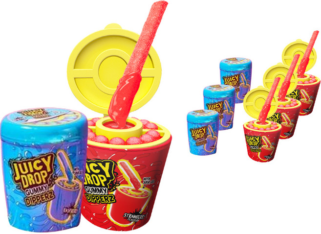 Bazooka Juicy Drop 橡皮糖果凍覆盆子口味 96g x 4p + 草莓口味 96g x 4p 套裝, 192g, 4組