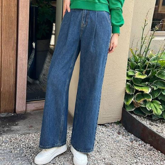 피핀 여성용 숏/중/롱 어텀 핀턱 와이드 데님 팬츠 롱 710113