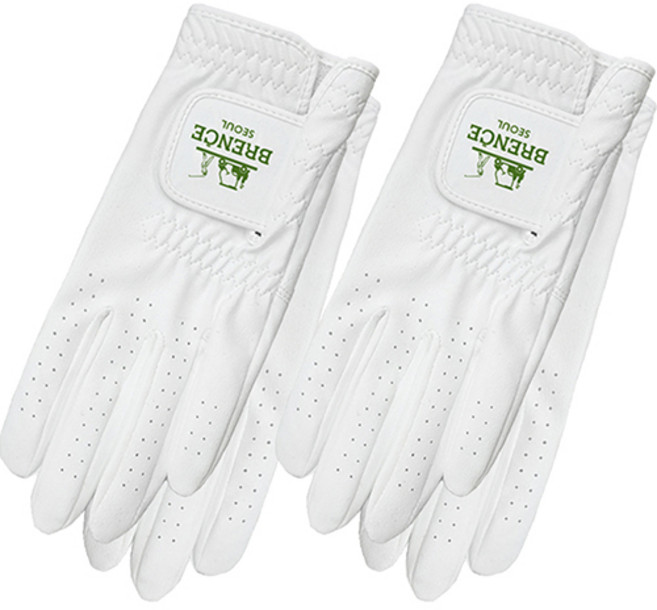 브렌스 여성용 로고 서울 골프장갑 양손용, 그린, 2세트