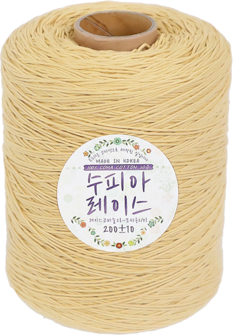 털실나라 수피아 레이스 미니콘 대용량 코튼 코마면사 뜨개실 200g, 265 크림머스타드, 1개