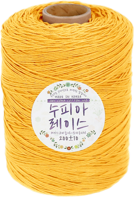 털실나라 수피아 레이스 미니콘 대용량 코튼 코마면사 뜨개실 200g, 266 맑은노랑, 1개