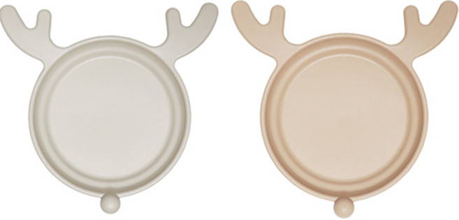 아띠홈 쁘띠포레 사슴접시 2종 세트, 크림 + 베이지, 1세트