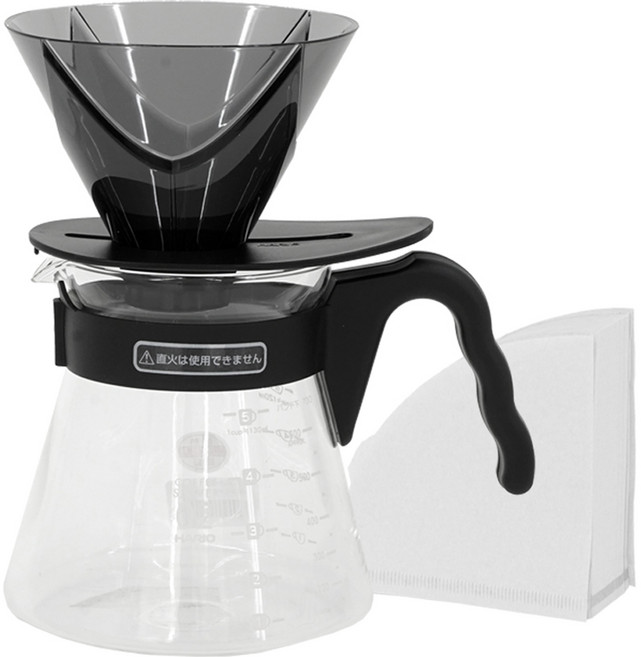하리오 V60 뮤겐 핸드드립 세트 600ml 3~4인, 커피서버 vcs-02B + 드리퍼 VDMU-TB + 여과지02-100W
