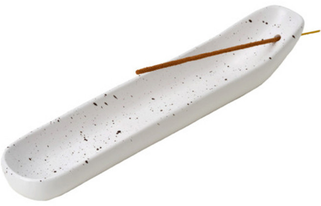 세라믹 롱 보트 인센스 홀더, 스플래쉬 화이트