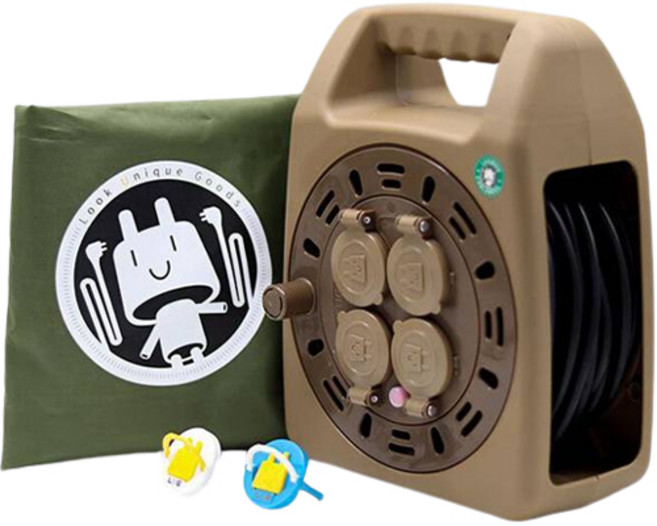 러그박스 코드릴 LED캡형 멀티탭 4구 LUG-G15MDP, 20m, 1개, 브라운