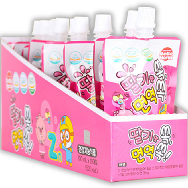 BeBeMorin 淘氣小企鵝聯名Immune孩童鋅補充能量飲 草莓口味, 100ml, 10包