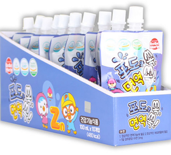 베베모린 뽀로로 면역 쏙 음료 포도맛, 100ml, 10개