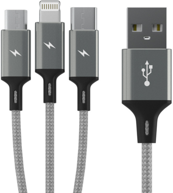 요이치 A타입-멀티단자 마운틴 베타 3in1 멀티 충전 케이블, 120cm, 혼합색상, 1개