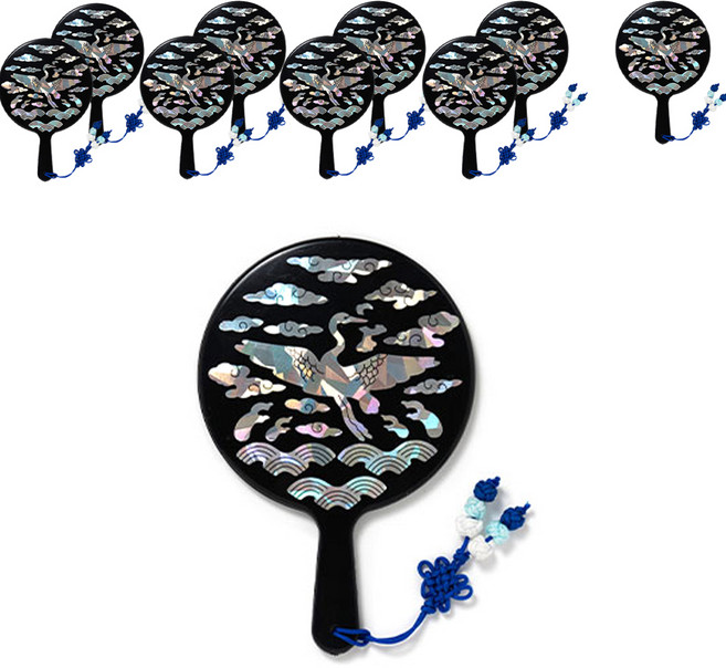 민화샵 전통 민속 자개 스티커 거울 꾸미기 세트 UDPOM0431, 학, 10세트