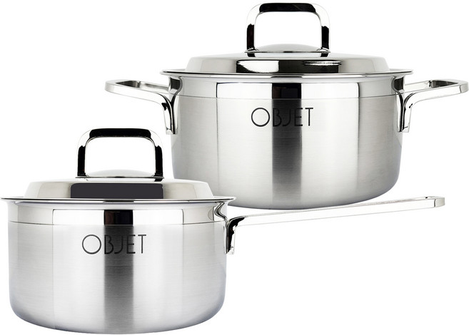 러브송 인덕션 오브제 통3중 스텐냄비 2종 세트, 실버, 편수 16cm + 양수 18cm, 1세트