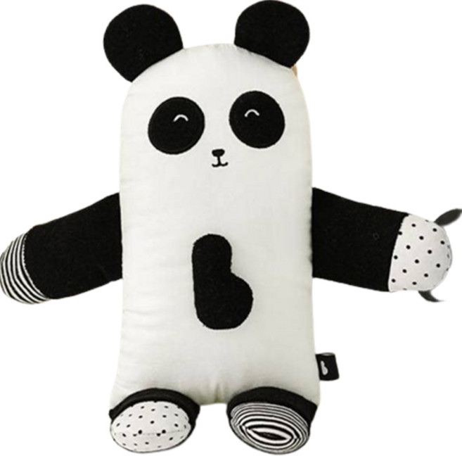 밤부베베 유아용 오물조물 초점 애착인형 판다, 화이트 + 블랙, 1개