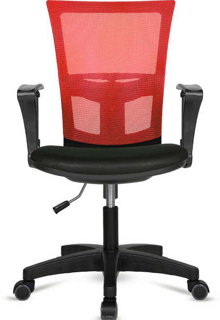 체어포커스 레오 베이직 3각팔 블랙바디 메쉬 의자 L01, 블랙 + 레드