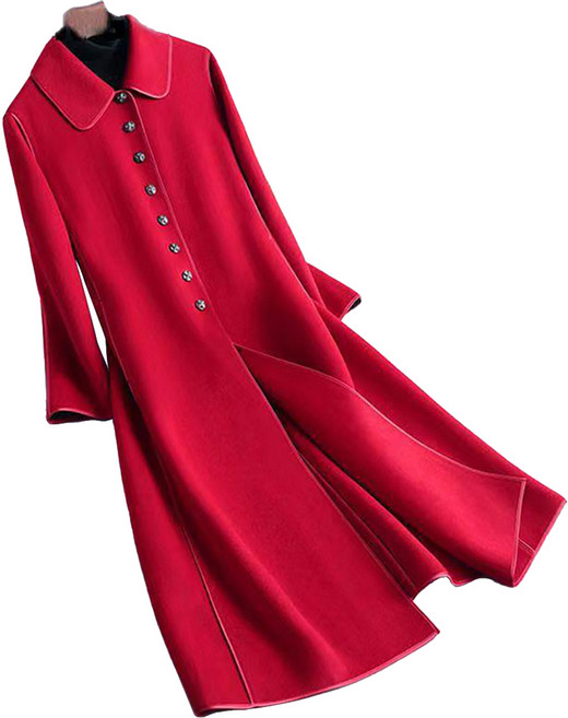 모이르벨라 여성용 둥근카라 플레어 롱코트 자켓