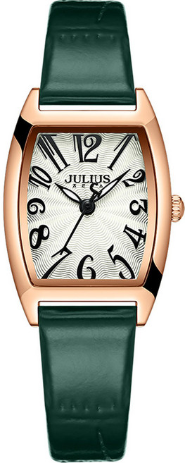 JULIUS 聚利時 女用阿拉伯數字皮革錶帶手錶 JA-1334